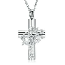 Cremation Jewelry Tree of Life Cross Urn Necklaces for Ashes for Women Men Memorial Human Ashes Pendant Keepsake Jewellerg Gifts