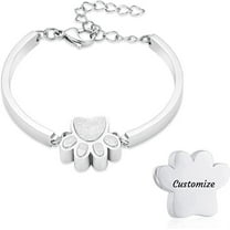 Cremation Jewelry Urn Bracelet for Ashes Paw Print Cremation Jewelry for Pet Dog Cat Ashes Stainless Steel Keepsake Ash Holder Adjustable Memorial Urn Bangle Bracelet for Ashes
