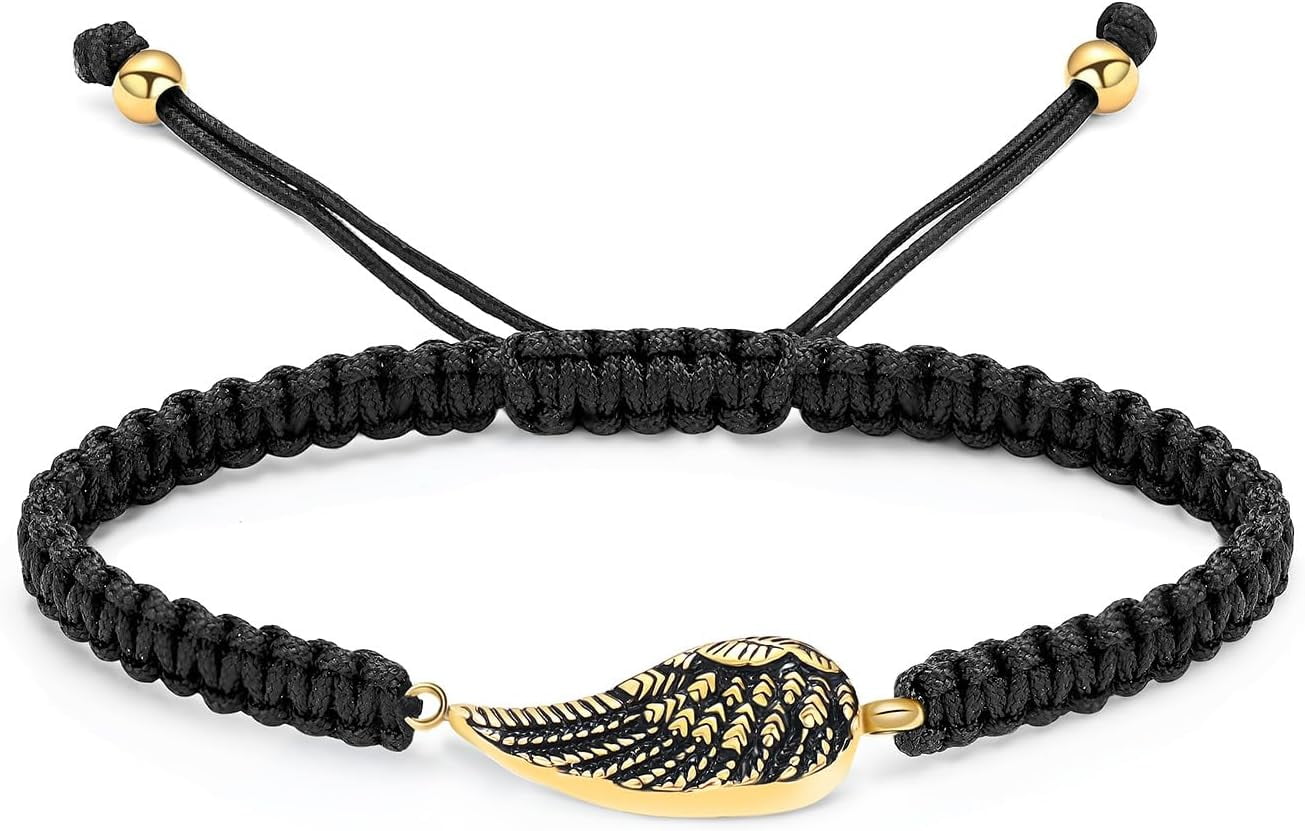 Ashed Rope Cremation Jewelry Urn Bracelet for Ashes for Women Men Angel Wing ...
