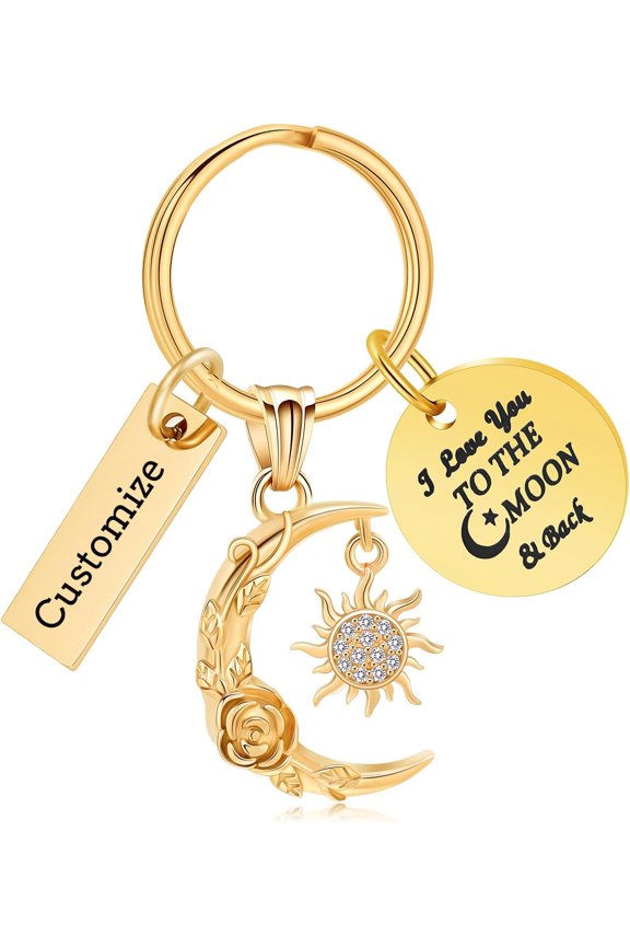 Cremation Jewelry Urn Keychain for Ashes for Women Men Stainless Steel Crescent Moon and Sun Rose Key Ring for Human Pet Ash Holder