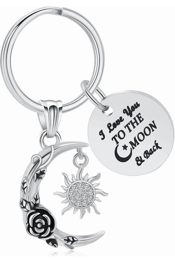 Cremation Jewelry Urn Keychain for Ashes for Women Men Stainless Steel Crescent Moon and Sun Rose Key Ring for Human Pet Ash Holder