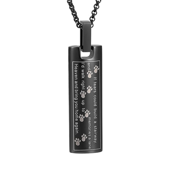 Cremation Jewelry Urn Necklace for Ashes, Pet Paw Print Memorial Pendant for Dog Cat Ashes Keepsake Locket for Men for Women(Black)