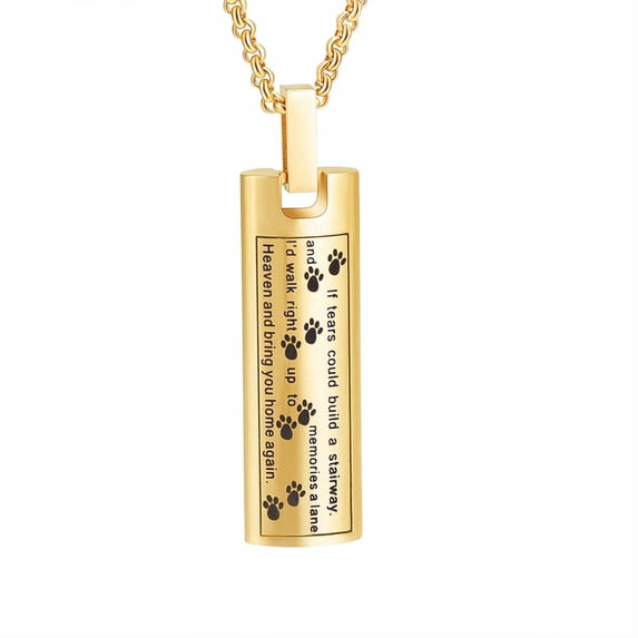 Cremation Jewelry Urn Necklace for Ashes Pet Paw Print Memorial Pendant for Dog Cat Keepsake Locket for Men for Women(Gold)