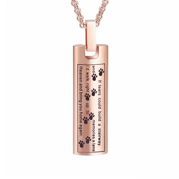 Cremation Jewelry Urn Necklace for Ashes, Pet Paw Print Memorial Pendant for Dog Cat Ashes Keepsake Locket for Men for Women(Rose Gold)