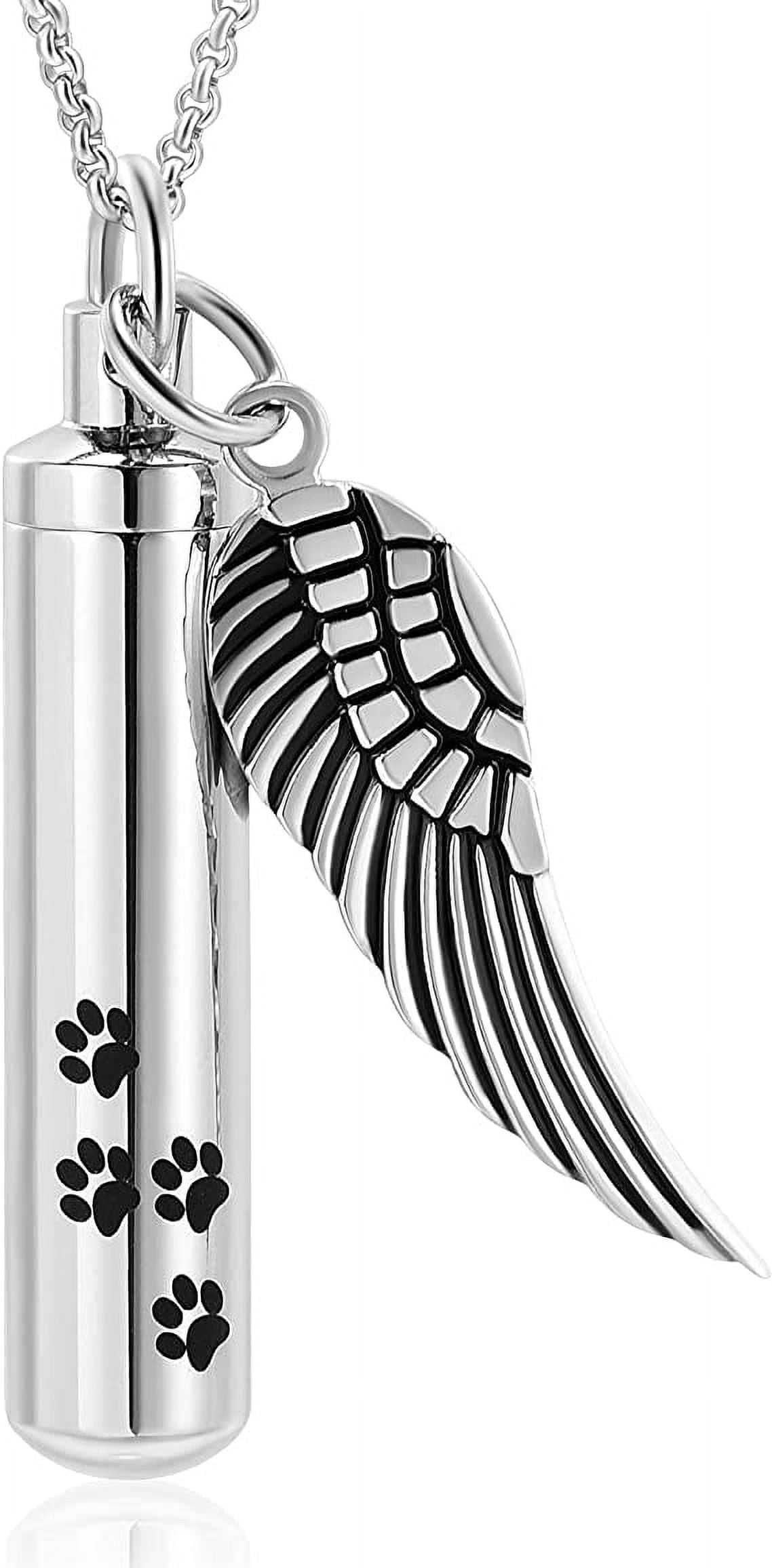 Cremation Jewelry Urn Necklace for Ashes for Pet, Paw Print Memorial