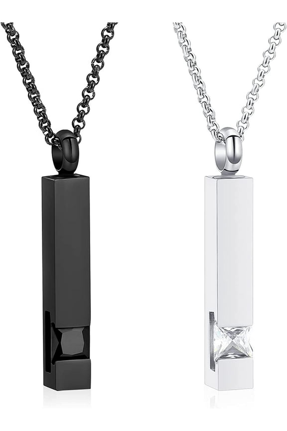 Cremation Jewelry Urn Pendant Necklace for Women Men Cube Memorial Lockets Stainless Steel 2pcs Urn Necklace Ashes Jewelry Keepsakes Gifts
