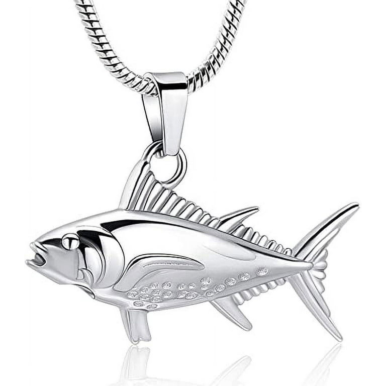 Cremation Jewelry for Ashes Fish Urns Necklace for Men Women Memorial  Keepsake Jewelry Fish Hook Ashes Pendant for Pets/Human 