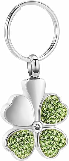 Ash Key Chain Cremation Jewelry for Ashes Four Leaf Clover Urn Keychain Memorial ...