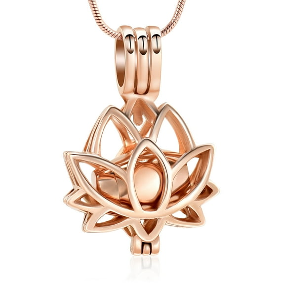 Lotus Flower Urn Necklace for Women Men Ashes Stainless Steel Cremation Jewelry Memorial Keepsake Gifts for Ash Holder