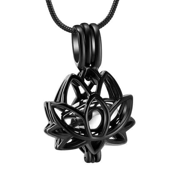 Lotus Flower Urn Necklace for Women Men Ashes Stainless Steel Cremation Jewelry Memorial Keepsake Gifts for Ash Holder