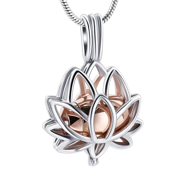 Lotus Flower Urn Necklace for Women Men Ashes Stainless Steel Cremation Jewelry Memorial Keepsake Gifts for Ash Holder