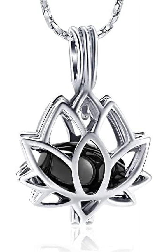 Cremation Jewelry for Ashes - Lotus Flower Ashes Pendant Necklace with Mini Keepsake Urn Memorial Ash Jewelry