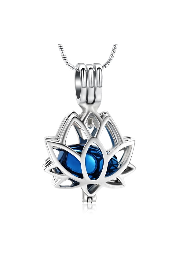 Lotus Flower Urn Necklace for Women Men Ashes Stainless Steel Cremation Jewelry Memorial Keepsake Gifts for Ash Holder