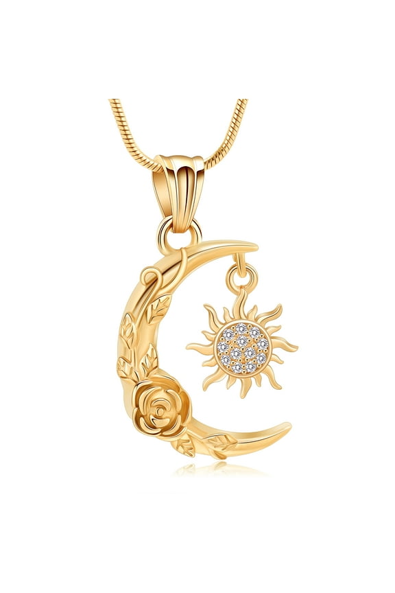Cremation Jewelry for Ashes Moon Urn Necklace Stainless Steel Memorial Lockets Keepsakes Jewelry for Ashes