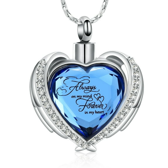 Cremation Jewelry for Ashes Pendant - Crystal Heart Urn Necklace with Mini Keepsake Urn Memorial Ash Jewelry