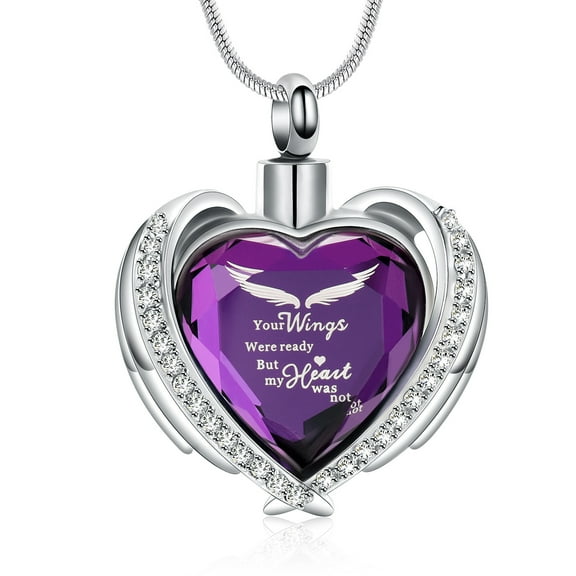 Cremation Jewelry for Ashes Pendant - Crystal Heart Urn Necklace with Mini Keepsake Urn Memorial Ash Jewelry