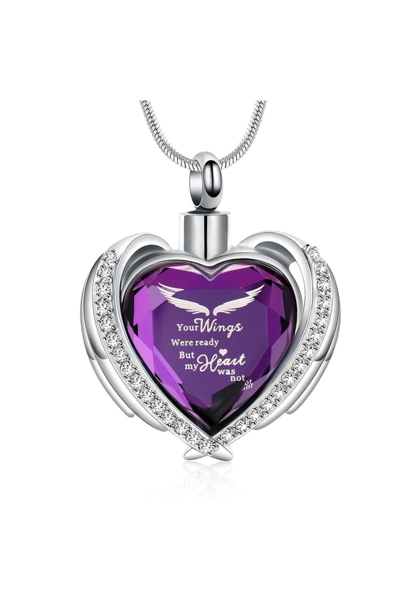 Cremation Jewelry for Ashes Pendant - Crystal Heart Urn Necklace with Mini Keepsake Urn Memorial Ash Jewelry