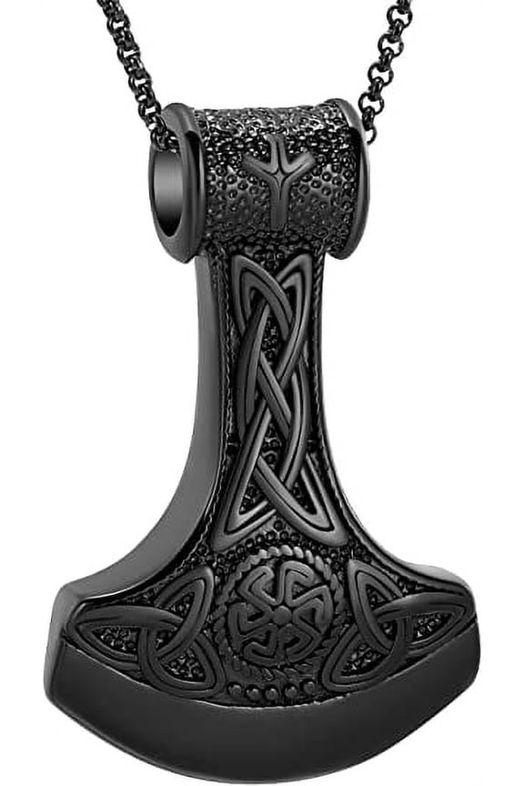 Cremation Jewelry for Ashes, Swiss Army Knife Memorial Urn Necklace for Men, Viking Cremation Axe Necklace Celtic Knot Keepsake Pendant for Ashes
