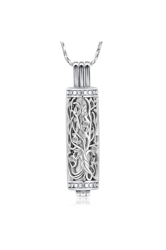 Cylinder Cremation Jewelry Tree of Life Urn Ashes Necklace for Women Men Vial Cremation Ash Pendant Loved One Memorial Jewelry