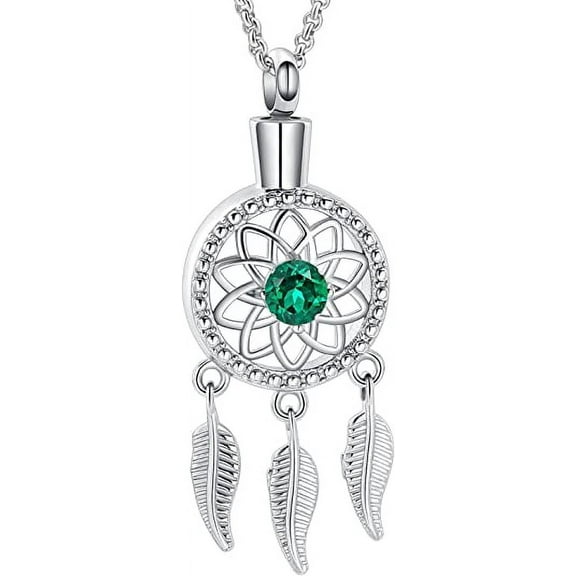 Cremation Jewelry for Ashes for Women Urn Necklace Dream Catcher Tribe Pendant with Angel's Feather Keepsake Memorial Jewelry Ash Holder