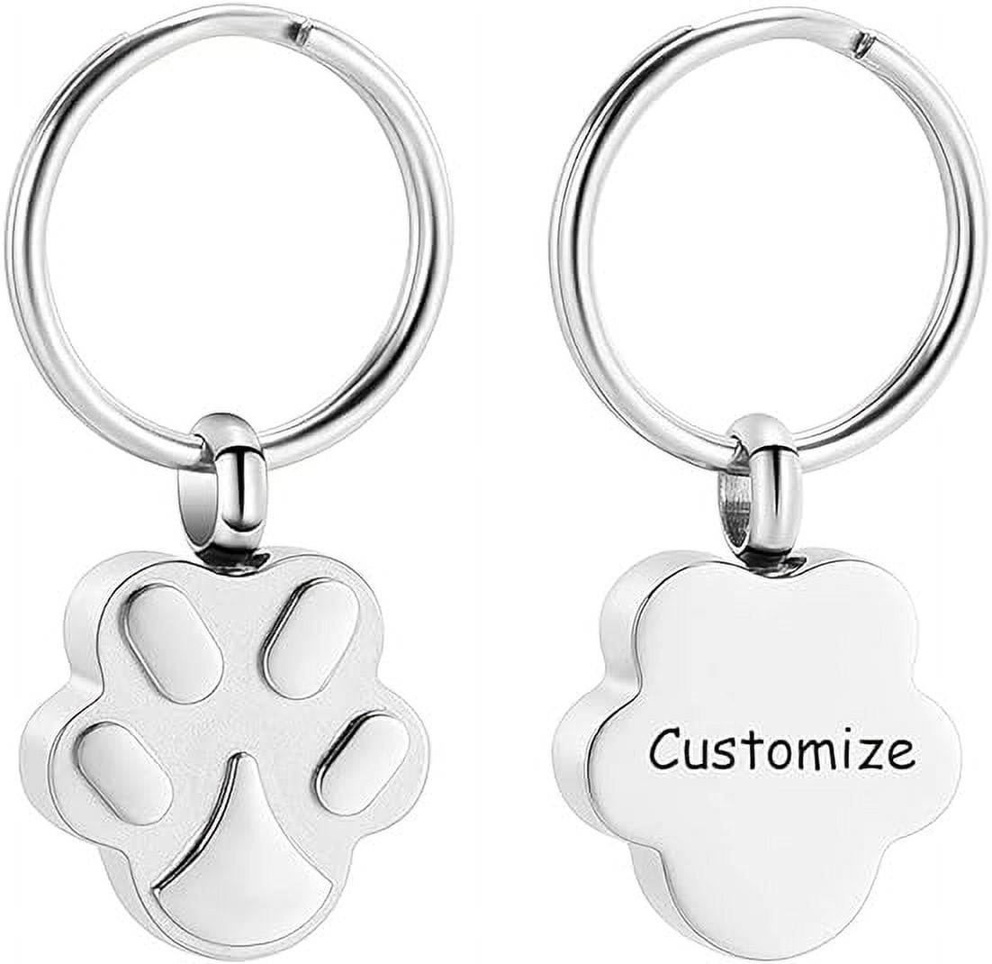 Cremation Keychain for Ashes Dog Paw Print Shaped Urn Keychain Ashes