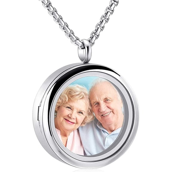Cremation Locket Necklace for Ashes of Loved One Carry Photo Glass Memorial Urn Jewelry 316L Stainless Steel Keepsake Gifts