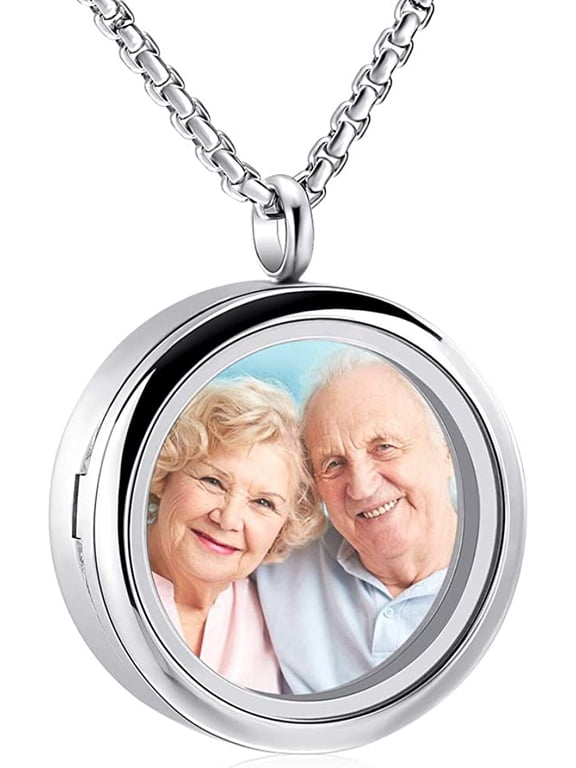 Cremation Locket Necklace for Ashes of Loved One Carry Photo Glass Memorial Urn Jewelry 316L Stainless Steel Keepsake Gifts