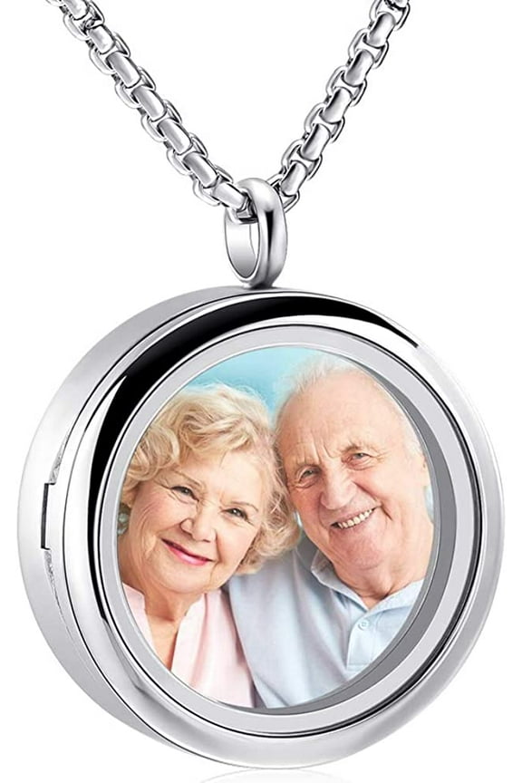 Cremation Locket Necklace for Ashes of Loved One Carry Photo Glass Memorial Urn Jewelry 316L Stainless Steel Keepsake Gifts