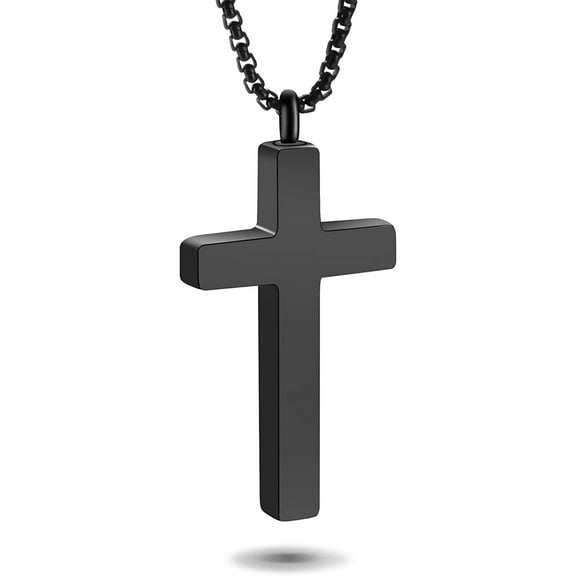 Cremation Necklace for Ashes Stainless Steel Cross Pendant Urn Necklace Memorial Keepsake Jewelry for Men Women