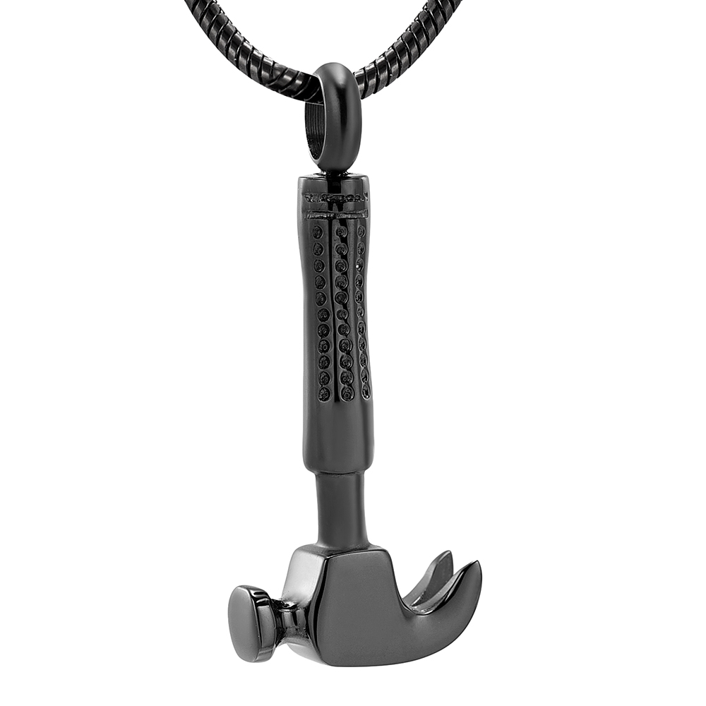 Hammer Urn Necklace for Ashes Memorial Cremation Jewelry Ash Holder Stainless Steel Keepsake Pendant Necklace for Men Women