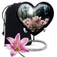 thumbnail image 1 of Cremation Pink Lilly Urns, Decorative Urn For Ashes For Women, Cremation Urns For Men, Heart Urns For Human Ashes, Urn For Burial, Heart Shaped Cremation Urn, Large Urns For Human Ashes Adult 8inch, 1 of 5