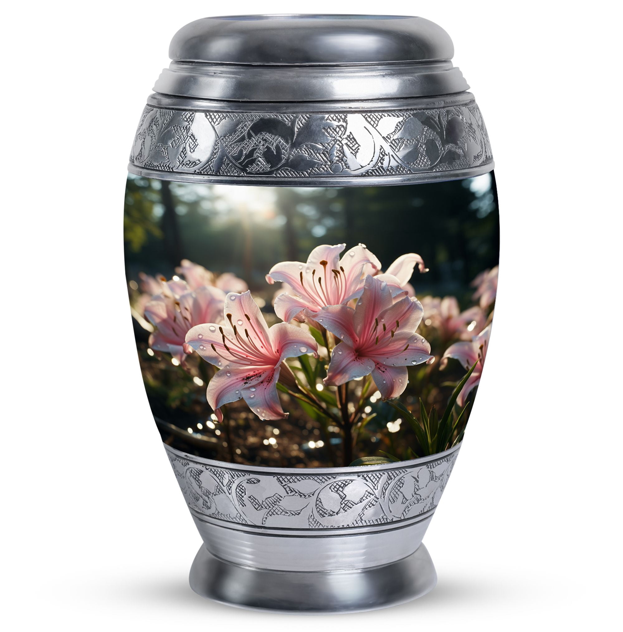 Cremation Pink Lilly Urns, Decorative Urn For Ashes For Women, Cremation Urns For Men, Memorial Urns For Human Ashes, Urn For Burial, Funeral Cremation Urn, Large Urns For Human Ashes Adult 10inch