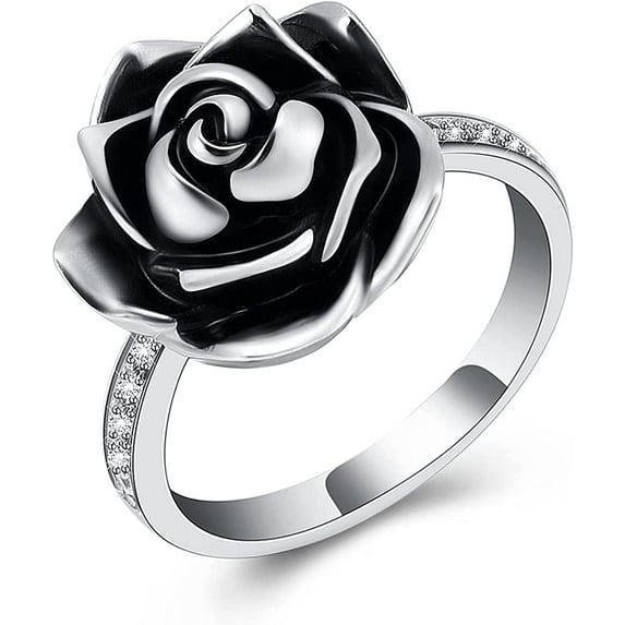 Cremation Ring for Ashes for Women Rose Flower Urn Rings Memorial Jewelry Human Pet Stainless Steel Ash Holder Loved Ones Funeral Keepsake Gift