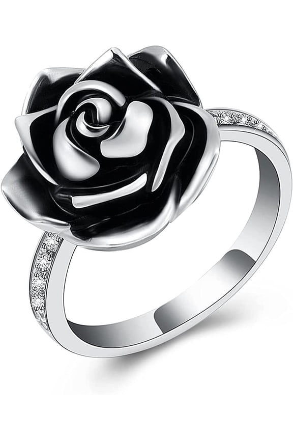 Cremation Ring for Ashes for Women Rose Flower Urn Rings Memorial Jewelry Human Pet Stainless Steel Ash Holder Loved Ones Funeral Keepsake Gift