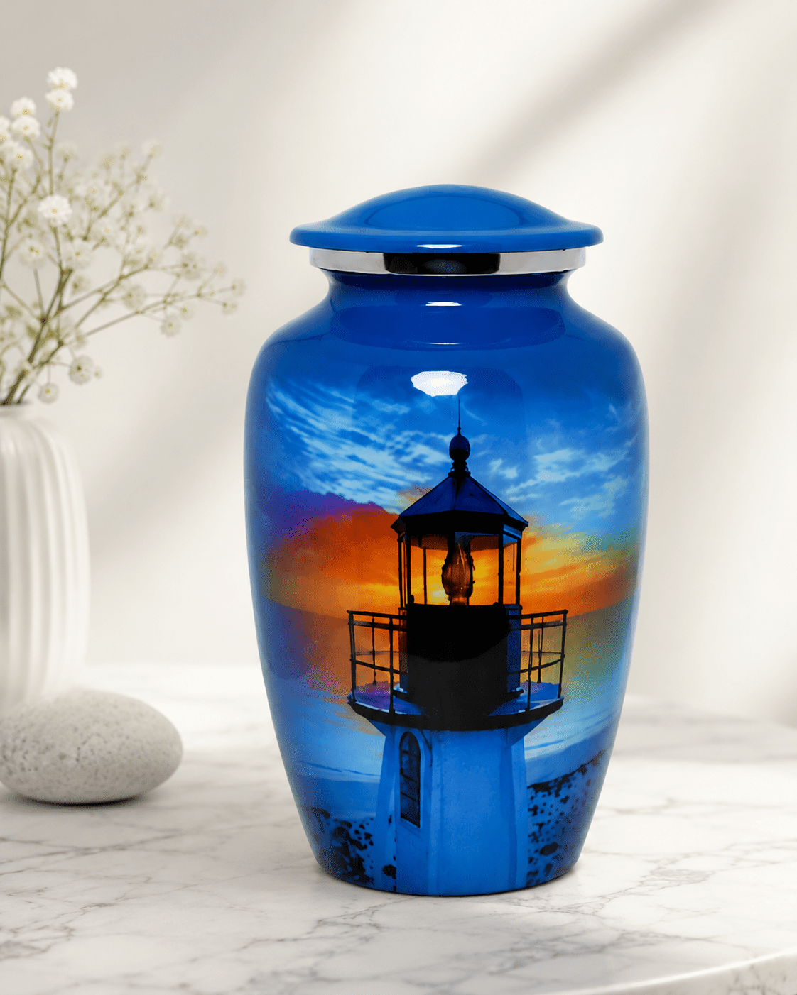 Urn Sticker Cremation Sticker Urn for Adult Human Ashes – Lighthouse Design Sky ...