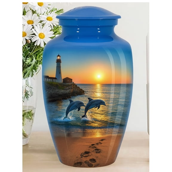 Cremation Urn, Adult, Metal eagle Lighthouse Beautiful Lighthouse 10x6.5 inch