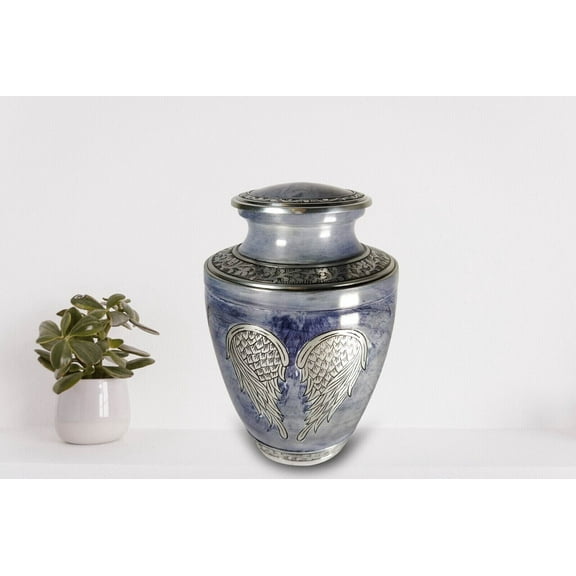 Cremation Urn Angel Wings Marble Design Funeral Burial Jar For Human Pet Ashes Large urn with velvet bag adult