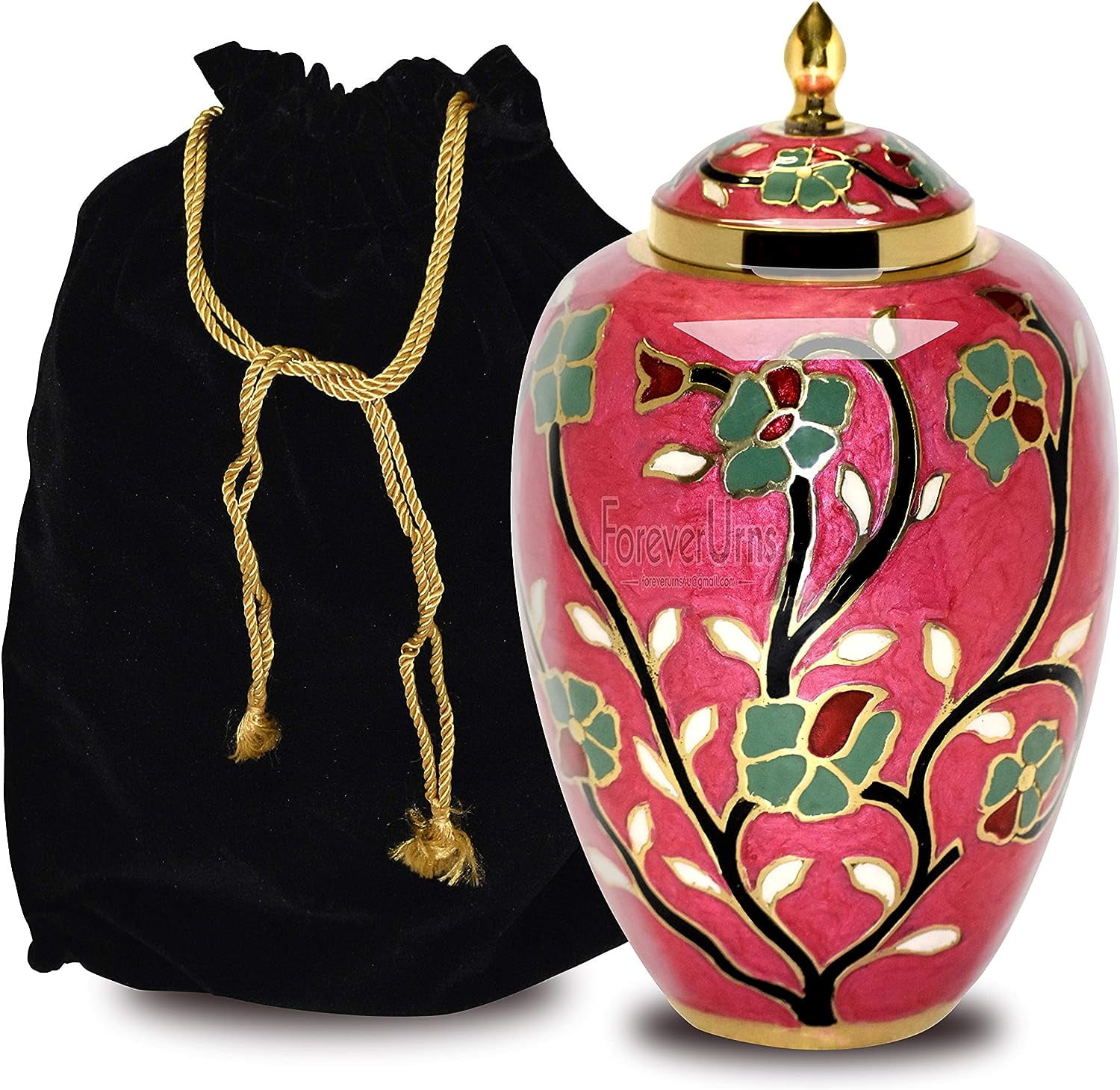 Cremation Urn for Ashes Pine Green Garden With Yellow Leaf Cremation Urn for Human Ashes