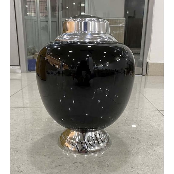Cremation Urn Black Funeral Urn for Human Ashes Beautiful Hand Made urns for Cemetery Burial Ashes Adult Female Large Funeral Ashes Urns