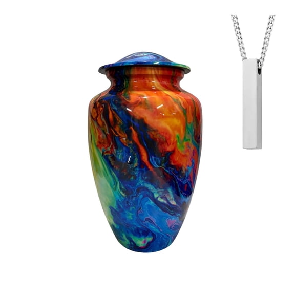 IMPECCABLE HANDICRAFTS Multicolor Aluminium Adult Cremation Urns, with Keepsake Necklace