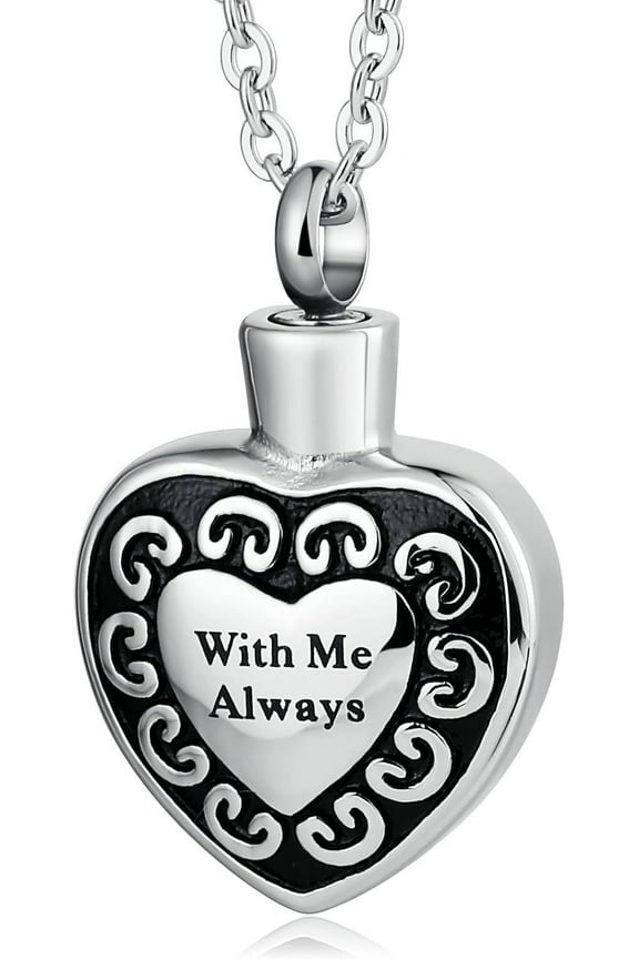 Cremation Urn Necklace Heart Ash Holder Keepsake Memorial With Me Always