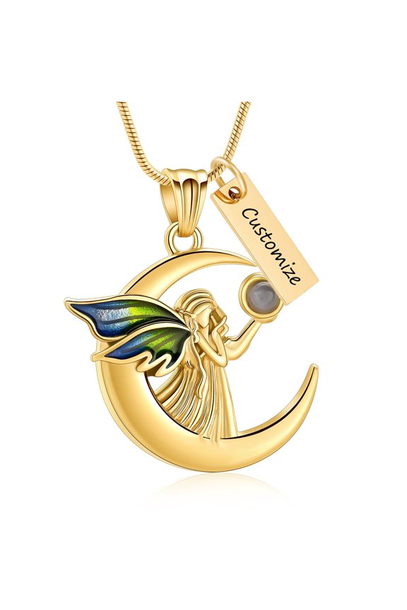 Cremation Urn Necklace for Ashes Angel Wing Keepsake Locket Stainless Steel Angel Cremation Jewelry Waterproof Memorial Pendant