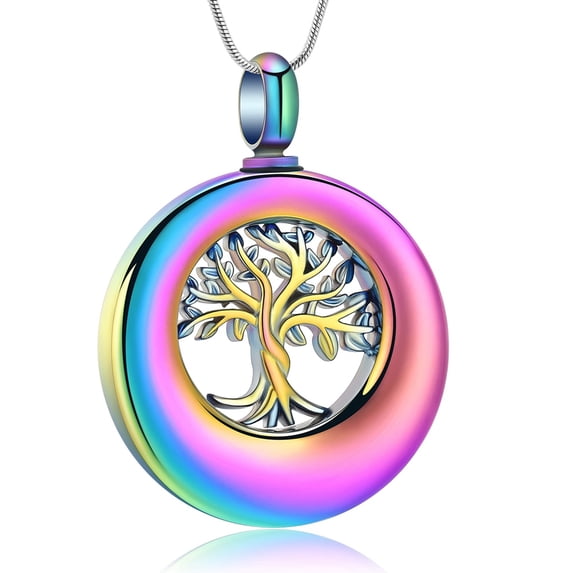 Cremation Urn Necklace for Ashes Eternity Circle of Life Tree of Life Urn Locket Urn Necklace Mini Keepsake Memorial Ash Jewelry for Women Men