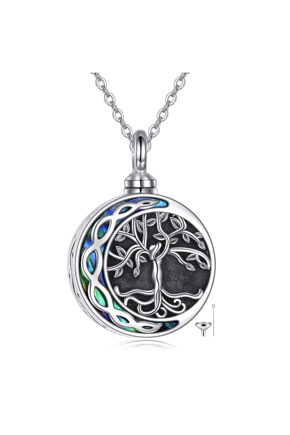 Cremation Urn Necklace for Ashes Sterling Silver Tree of Life Locket Necklace Cremation Keepsake Memorial Ash Jewelry for Women Men