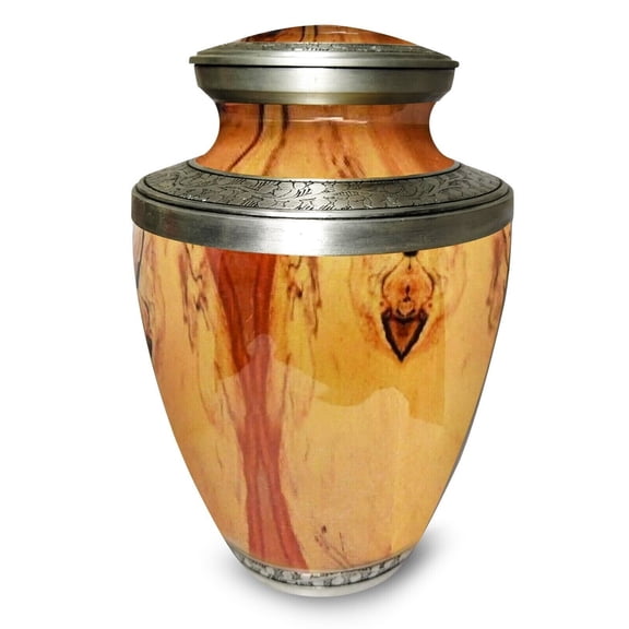 Cremation Urn New Wood finish Metal Funeral Burial Jar For Human Ashes adult size with velvet bag large urn
