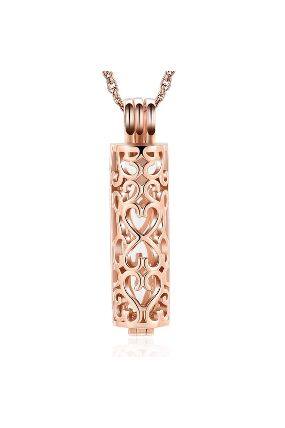 Cremation Urn Pendant Necklace with Hollow Cylinder Vial Keepsake Urn Cremation Jewelry Memorial Lockets for Ashes for Women Men