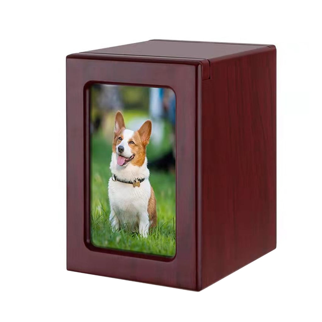 Cremation Urn Pet Cinerary Casket Wood Memorial Box Ashes Funerary Animals Pet Cats Dogs Funeral Supply Can Place Photo