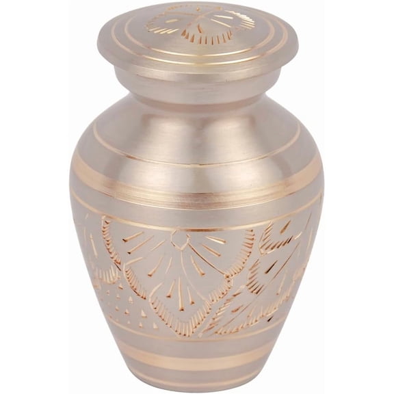 Cremation Urn for Ashes, Brass, Silver Urn, Sized Cremation Urn, 3 Inches High