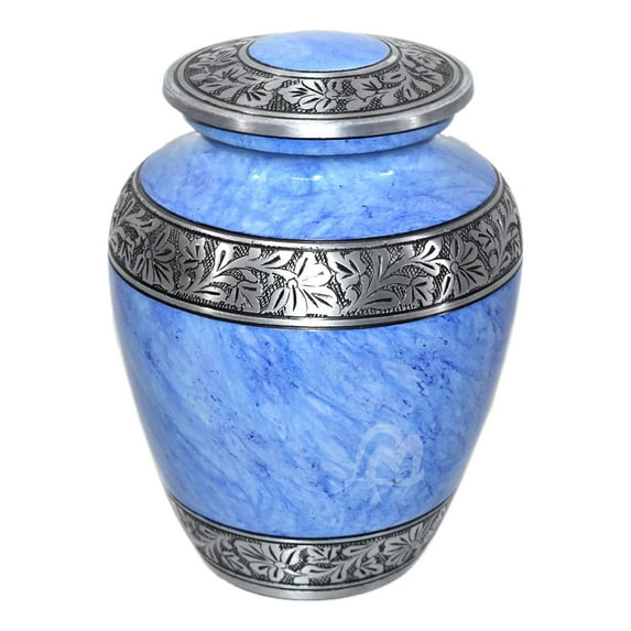Cremation Urns- Blue Marble Adult Urn –Best Urn for Human Ashes – Funeral Urn (Adult (200 lbs) – 10.5 x 6 “ , Blue Cremation Urn)