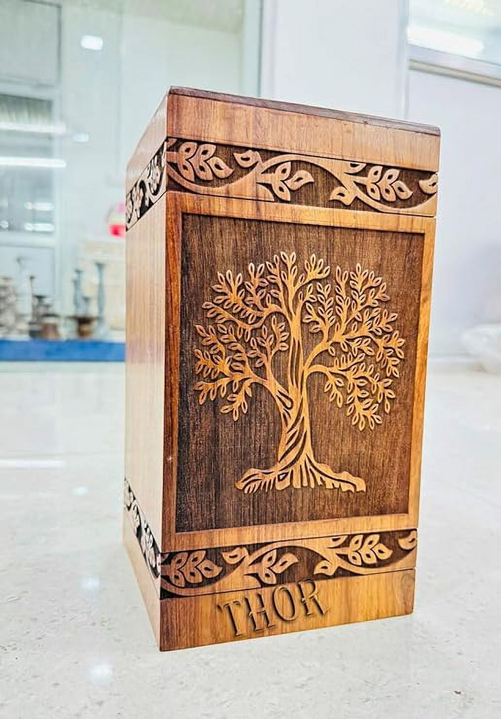 Cremation Urns for Human Ashes Adult Male Female Wooden Tree of Life Urns Box and Casket for Ashes Men Women Child Pets Cat Dog Urn Burial Funeral Memorial Urns for Ashes